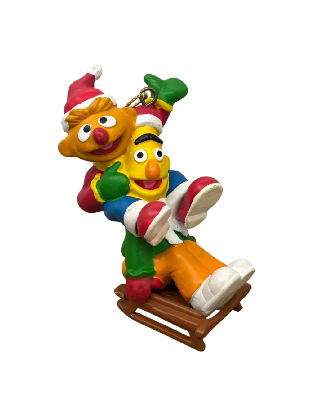 Vintage Sesame Street Bert & Ernie Sledding Christmas Ornament Holiday Decor